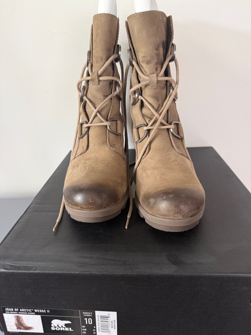 Sorel Lace-Up Wedge Boots - Brown